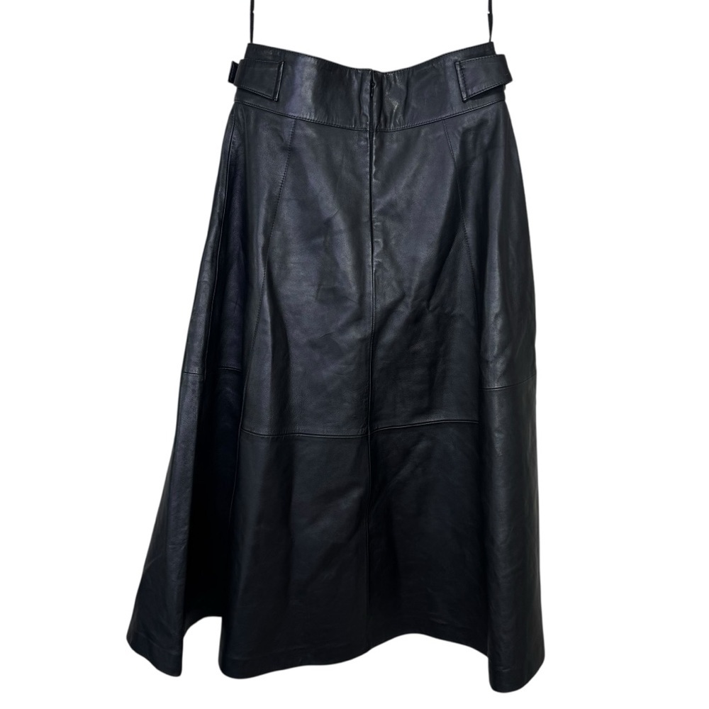 NEW Sezane Yasmine Lamb Leather Skirt in Black Size 8 - Picture 5 of 11